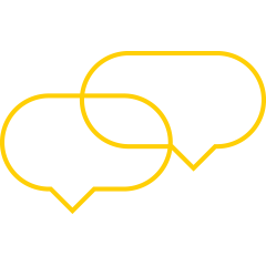 An icon showing two yellow speech bubbles
