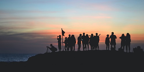 People on a beach during nighttime